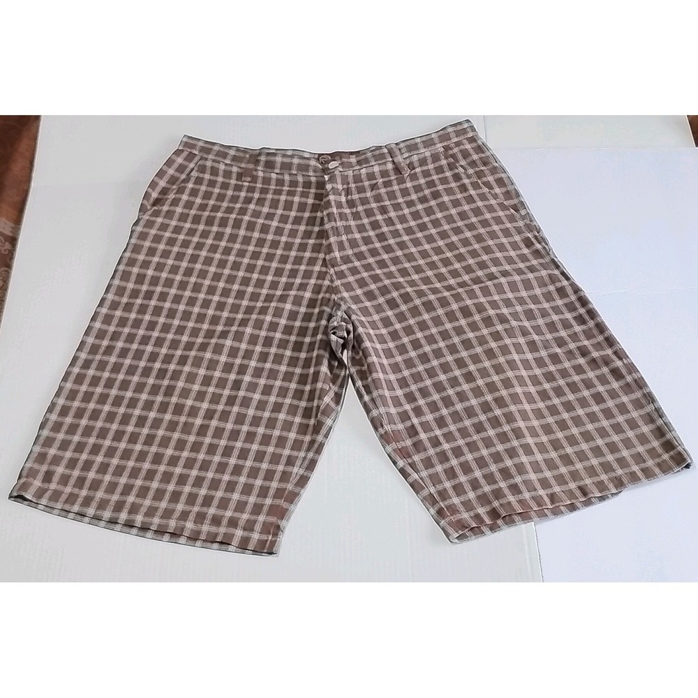 90's Vintage Rare Risk Jeans Co. Men's  Plaid Cotton Chino Shorts Pockets